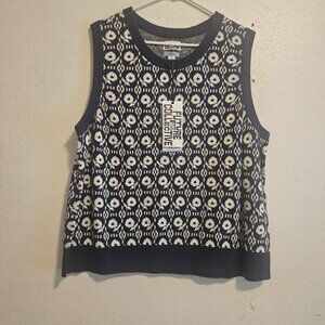 Future Collective NWT Floral Pattern Sweater Vest Blue Plus Size 2X